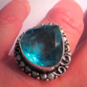 Blue Topaz Stamped 925 Sterling Silver Ring